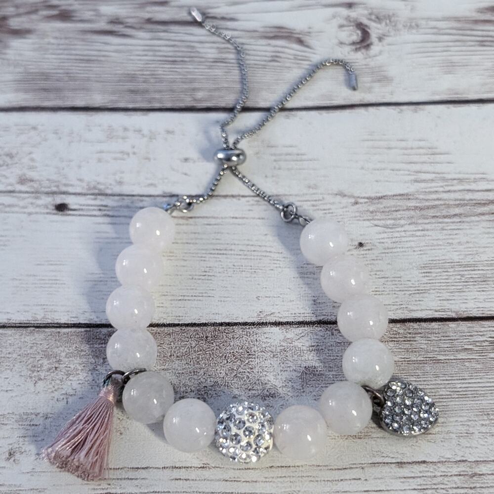 Pink, Frosted, and Silver Tone Bracelet